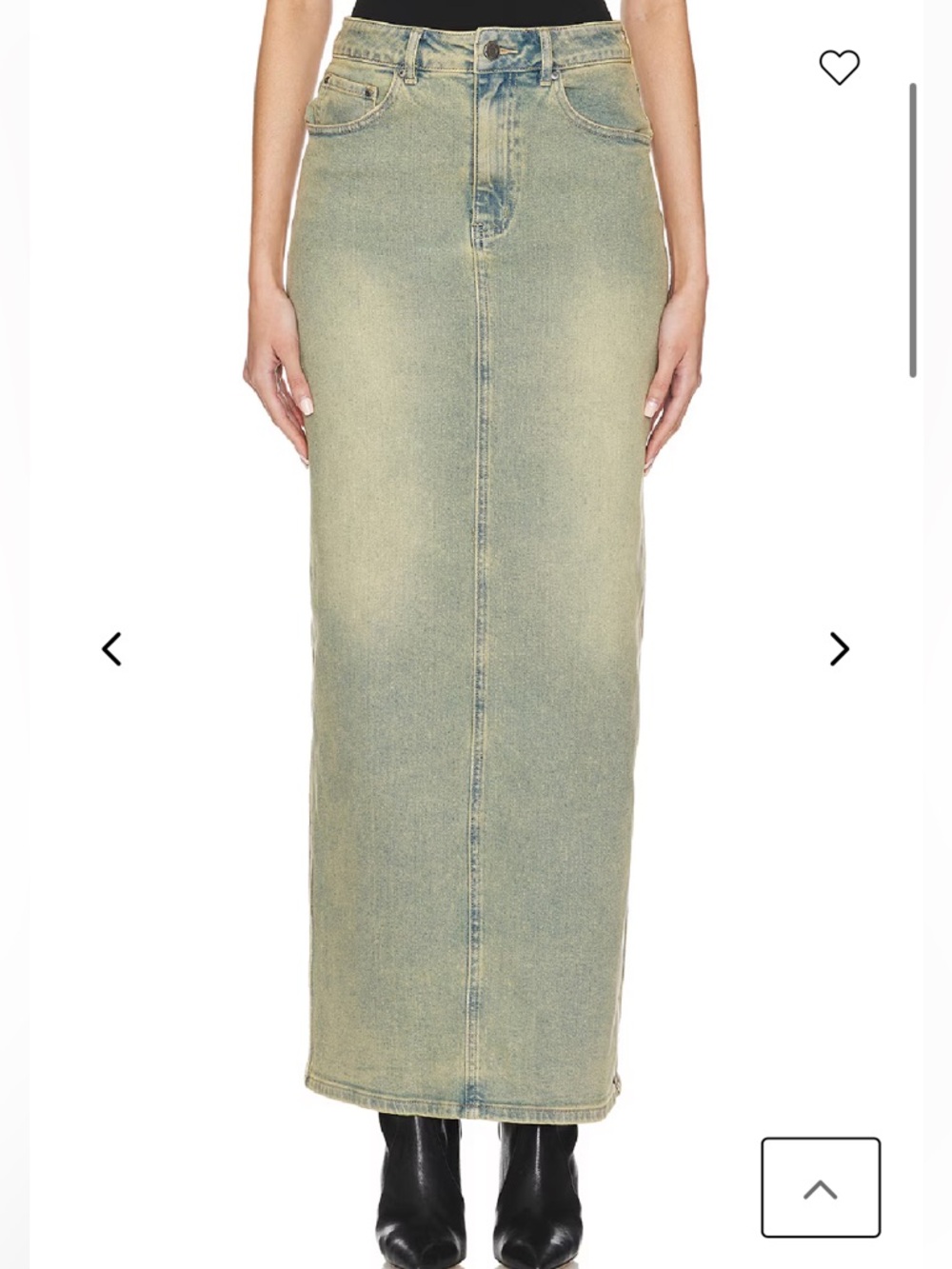 AFRM Amiri Long Denim Maxi Skirt in Mellow Tint Wash